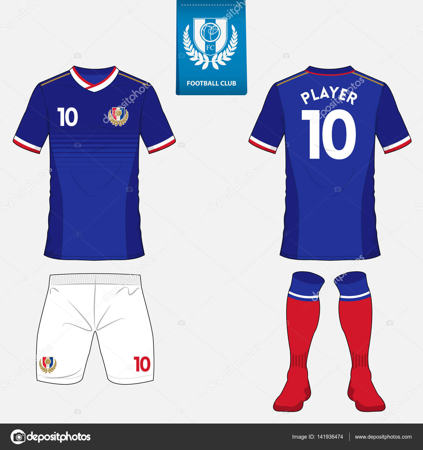 Set Of Soccer Kit Or Football Jersey Template For Football Club Flat Football Logo On Blue Label Front And Back View Soccer Uniform Football Shirt Mock Up Stock Vector Image By C Tond Ruangwit Gmail Com
