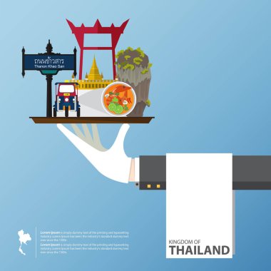 Tayland Simgesel Yapı küresel seyahat Infographic düz tasarım.