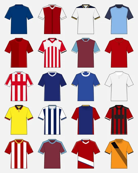 Futbol kulübü futbol takımı ya da futbol jersey şablonu kümesi. Futbol Giyim kadar sahte. Futbol Forma önden görünümü. — Stok Vektör