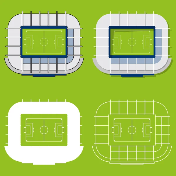 サッカー スタジアムやサッカー アリーナのセットです。フラットなデザインでスポーツ会場。サッカー スタジアム平面図. — ストックベクタ