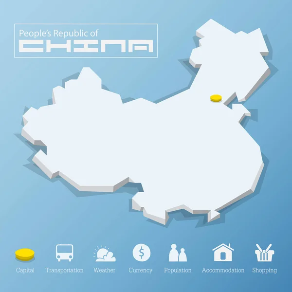 Pequim cidade, República Popular da China mapa. Incluindo ícone de turismo em design plano para infográfico moderno , — Vetor de Stock