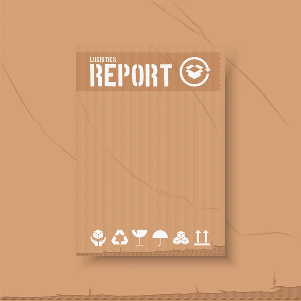物流運送業企業の Id テンプレート チラシ パンフレットを。アニュアル レポート カバー抽象的なスタイル a4 サイズのカートン ボックスの背景に。貨物物流業界. — ストックベクタ