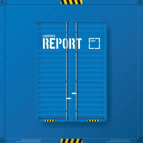 Logistieke transportsector corporate Identity sjablonen voor flyers brochure. Jaarlijkse verslag cover abstracte stijl op container achtergrond in a4-formaat. Lading logistieke industrie. — Stockvector