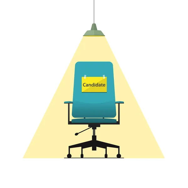Ícone de design plano para cadeira de negócios com mensagem do candidato no papel . —  Vetores de Stock