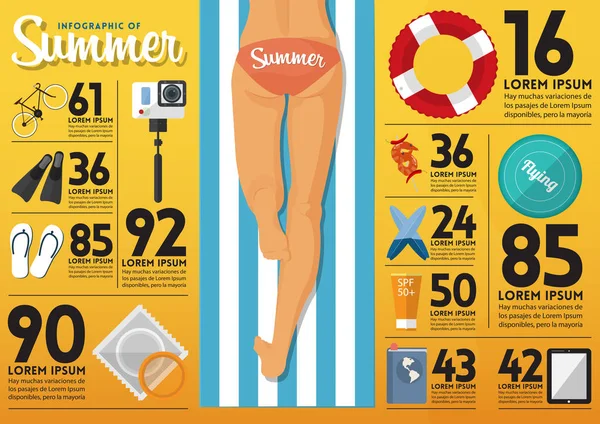 O conceito de infográficos para planejamento de viagens de verão. Ícone plano para elemento infográfico . — Vetor de Stock