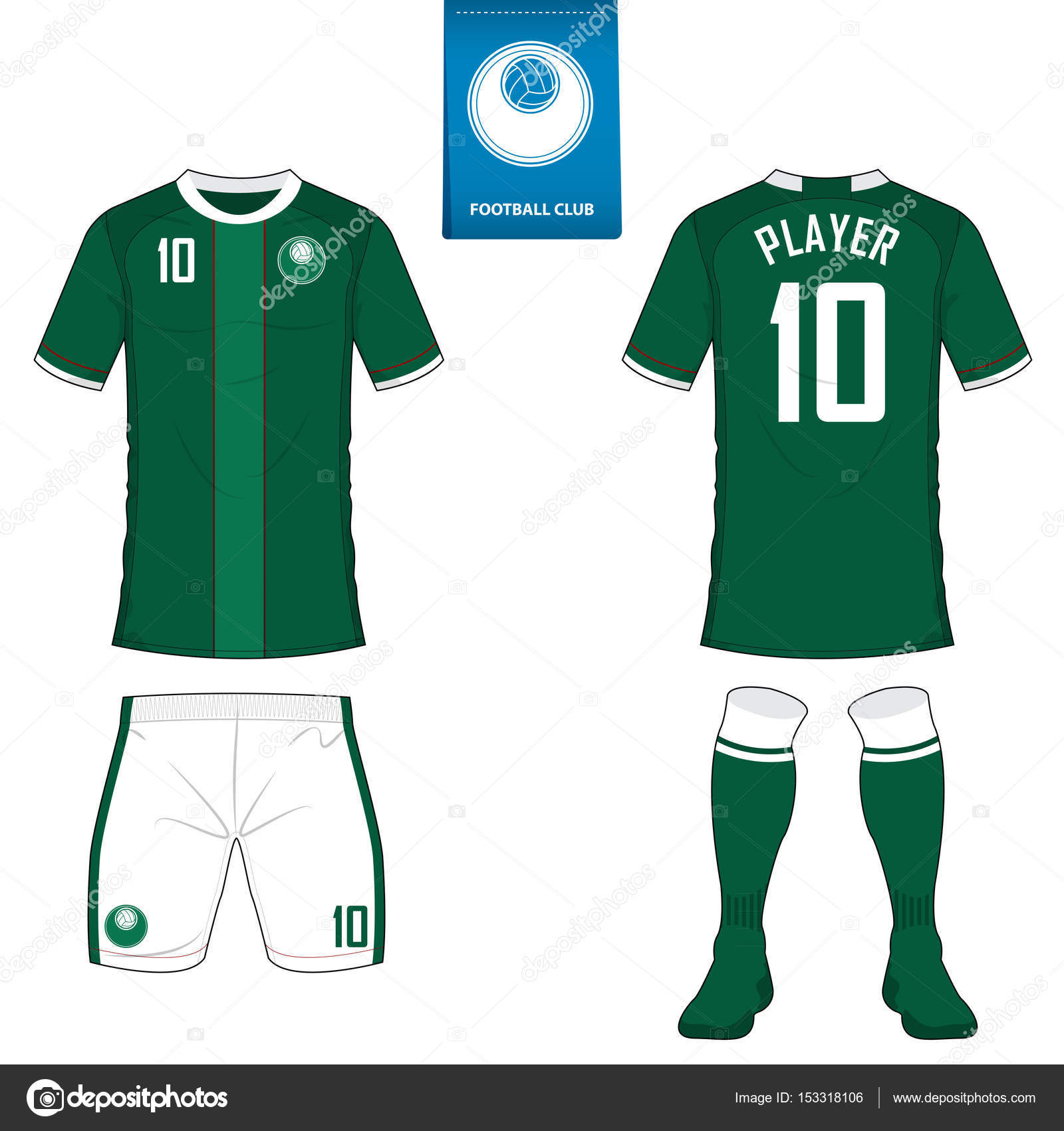 soccer t-shirt design uniform set of soccer kit. football jersey template  for soccer club. red and green color, front and back view shirt mock up.  indonesia football club vector illustratio Stock Vector