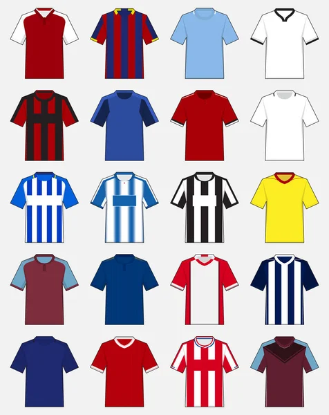 Conjunto de camiseta de fútbol o plantilla de kit de fútbol para club de fútbol Inglés. La ropa de fútbol se burla. Vista frontal de la camiseta de fútbol. Vector . — Archivo Imágenes Vectoriales