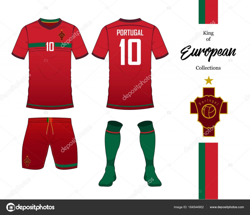 Portugal Football National Team Uniform Soccer Jersey Or Football Kit Template Football Logo In Flat Design Front And Rear View Soccer T Shirt Mock Up Vector Vector Image By C Tond Ruangwit Gmail Com