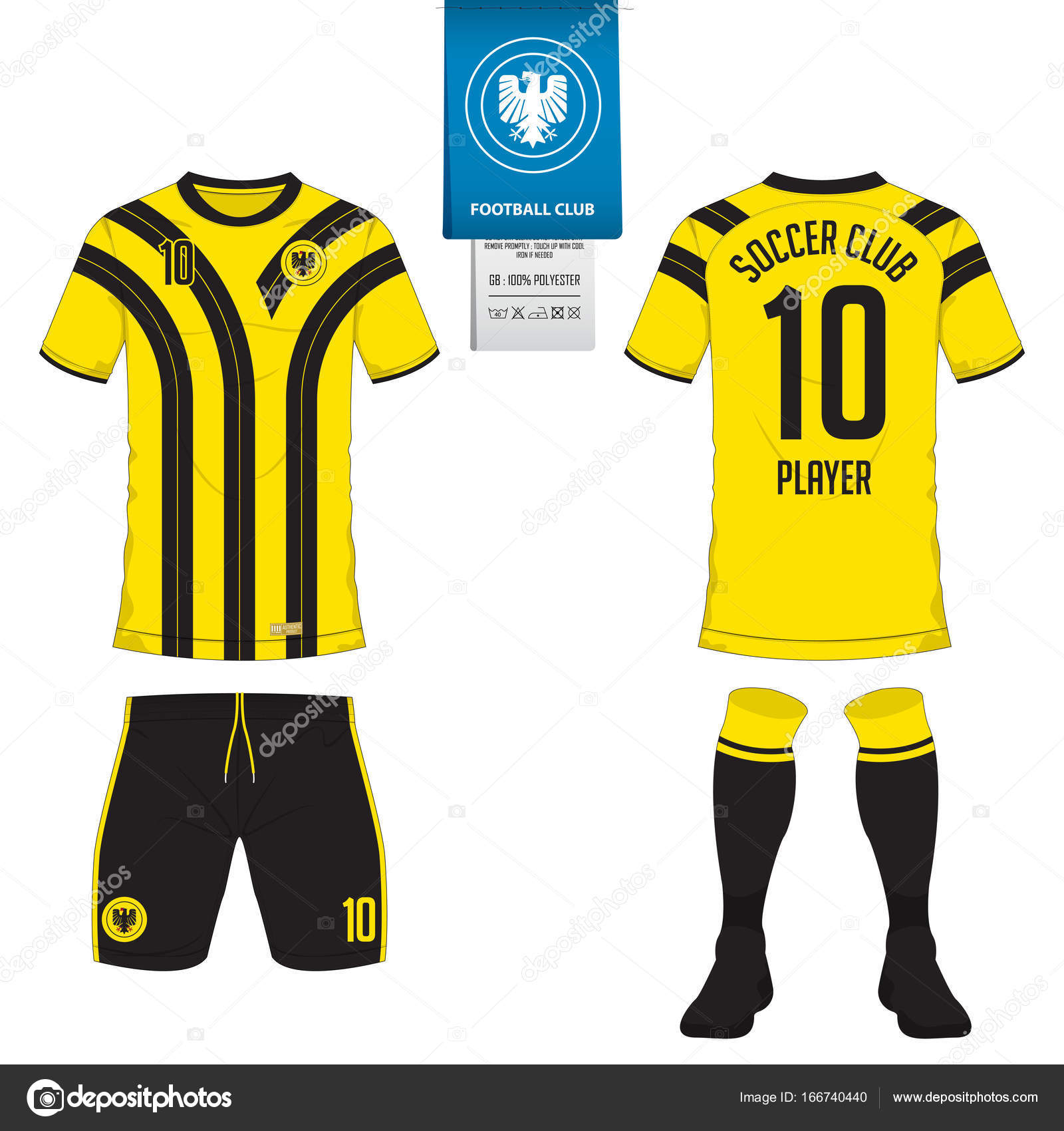 Download Soccer Jersey Or Football Kit Template For Football Club Short Sleeve Football T Shirt Mock Up Front And Back View Soccer Uniform Flat Football Logo On Blue Label Vector Stock Vector Royalty