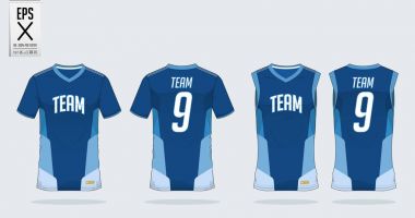 Futbol Forma, futbol takımı ve tank top basketbol forması için T-shirt spor tasarım şablonu. T-shirt üniforma önünde görüntülemek ve arka görünüm. Spor giyim t gömlek spor kulübü için sahte. Vektör .