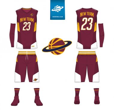 Basketball jersey, shorts, socks template for basketball club. Front and back view sport uniform. Tank top t-shirt mock up with basketball flat logo design on label. Vector. clipart