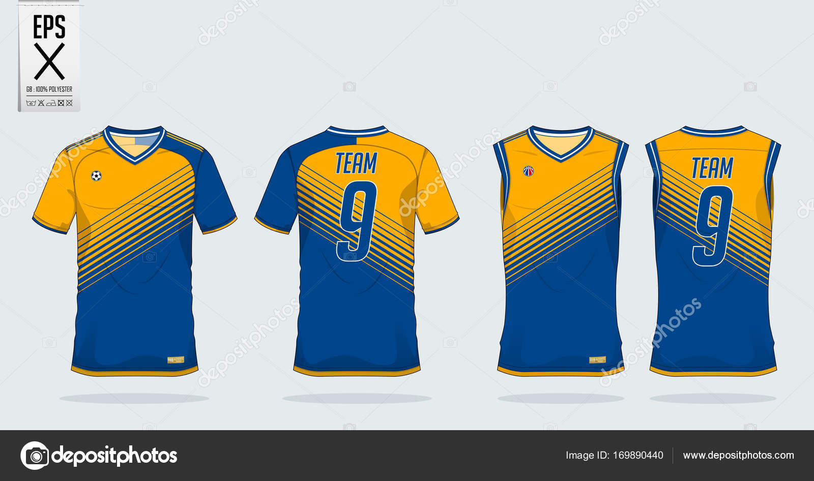T Shirt Sport Design Template For Soccer Jersey Football Kit And Tank Top For Basketball Jersey T Shirt Uniform In Front View And Back View Sportswear T Shirt Mock Up For Sport Club Vector