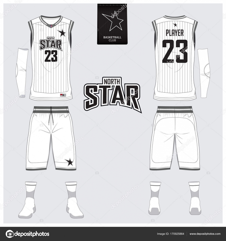 White basketball uniform or jersey, shorts, socks template for Inside Blank Basketball Uniform Template