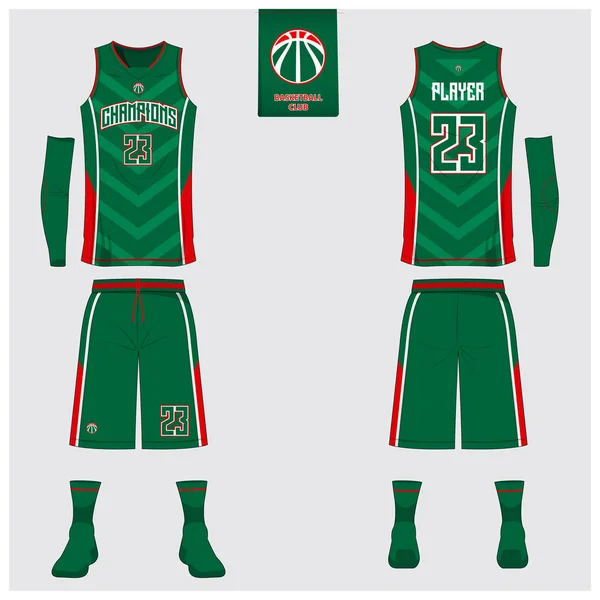 Basketbol tek tip şablon tasarım. Kolsuz tişört mockup basketbol kulübü için. Ön ve arka spor jersey görüntüleyin. Vektör. — Stok Vektör