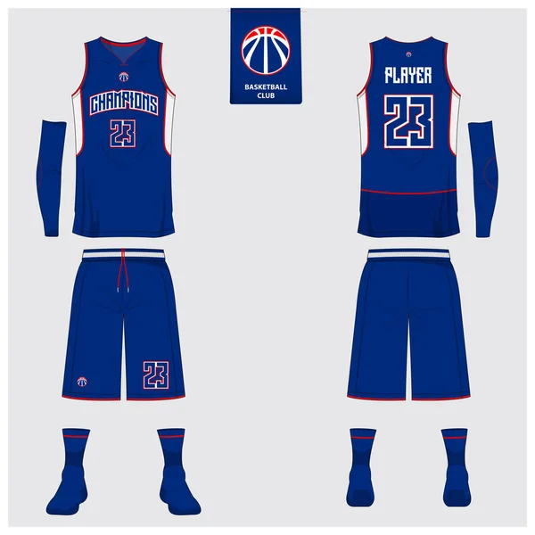 Basketbal jednotné šablony design. Tank top tričko mockup pro basketbalový klub. Sportovní dres Zobrazit pohled zepředu a zpět. Vektor. — Stockový vektor