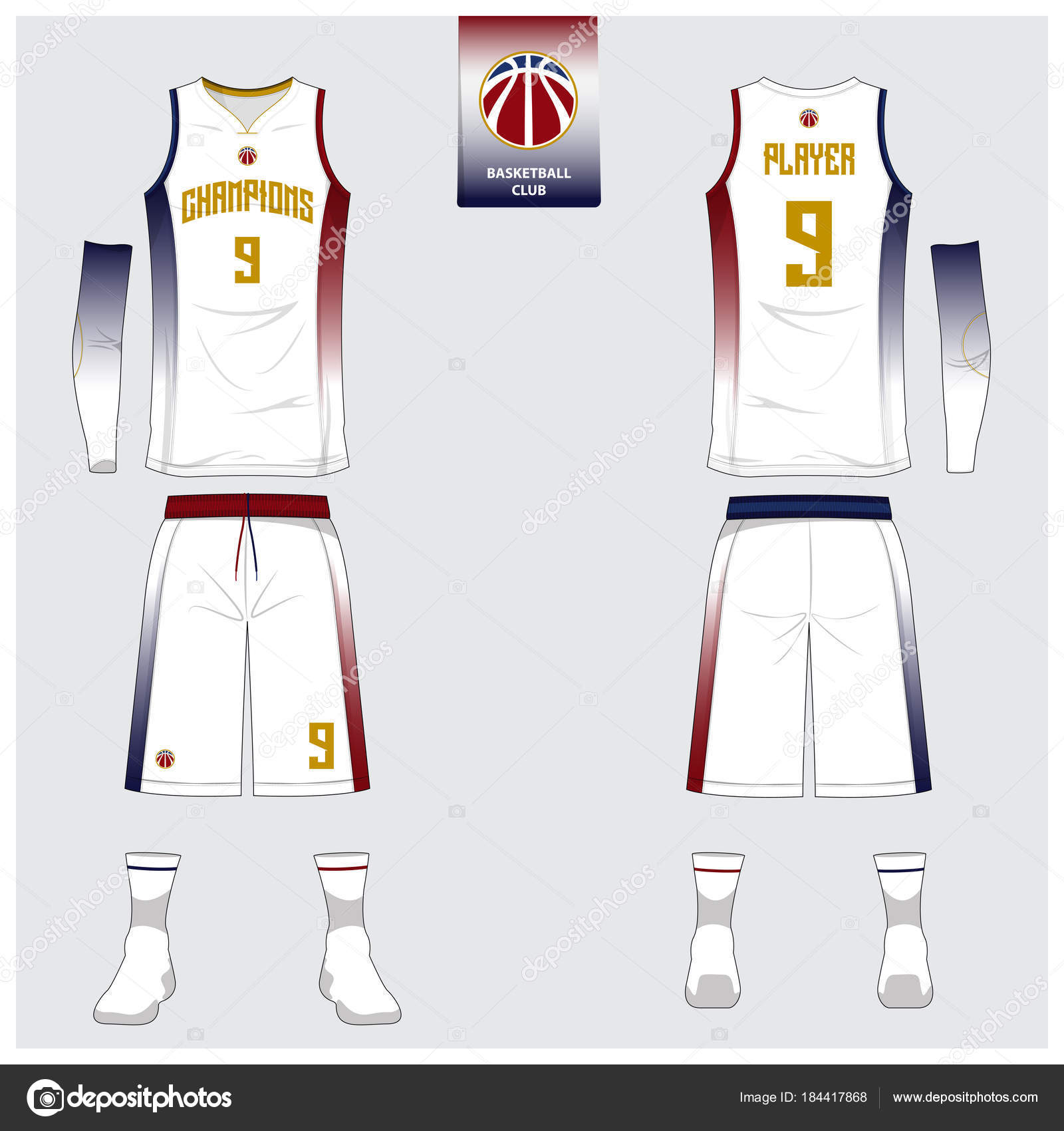 Download Basketball jersey or sport uniform, shorts, socks template ...