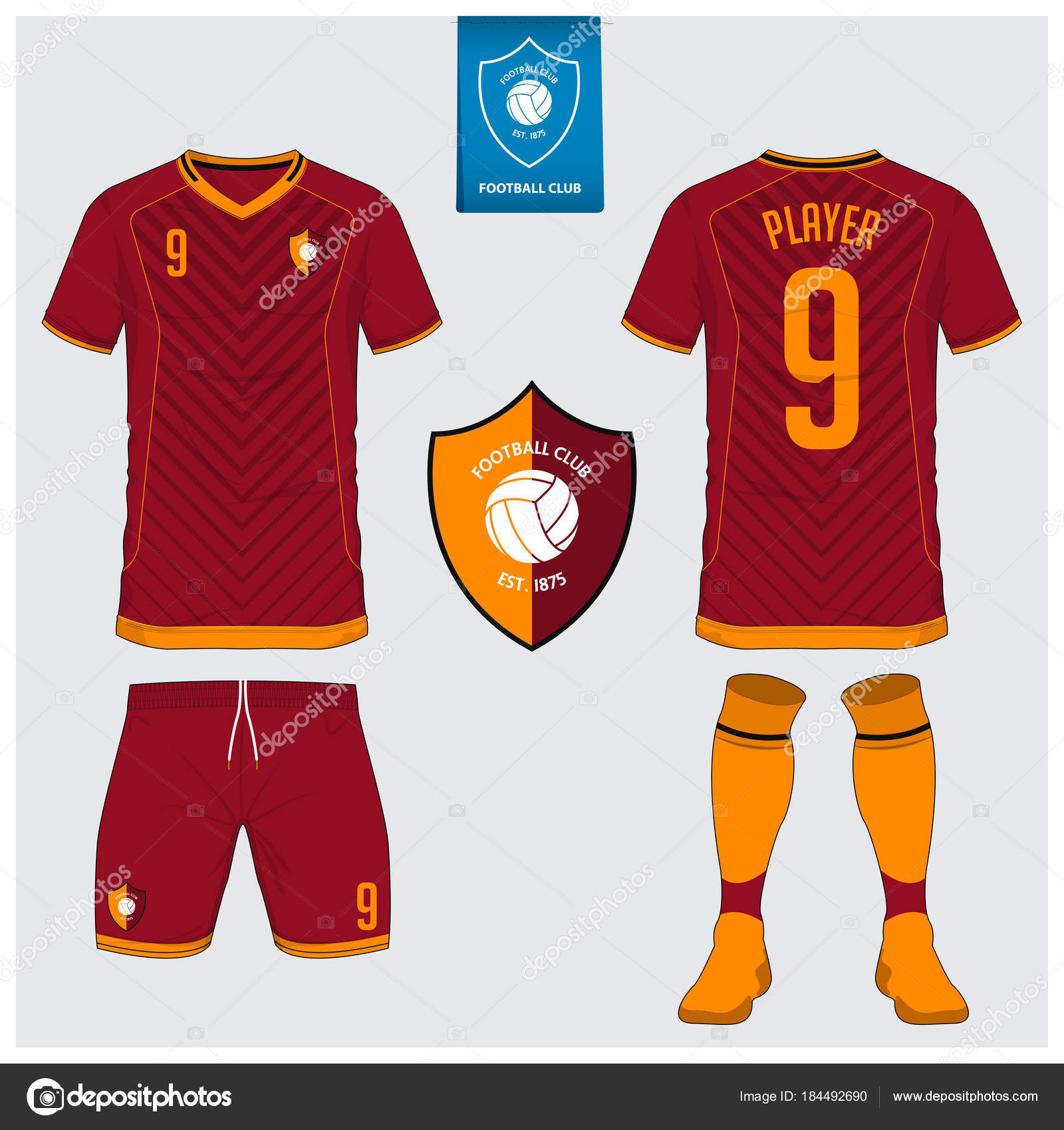 t-shirt sport design template, Soccer jersey mockup for football club. Goalkeeper  jersey. Stock Vector