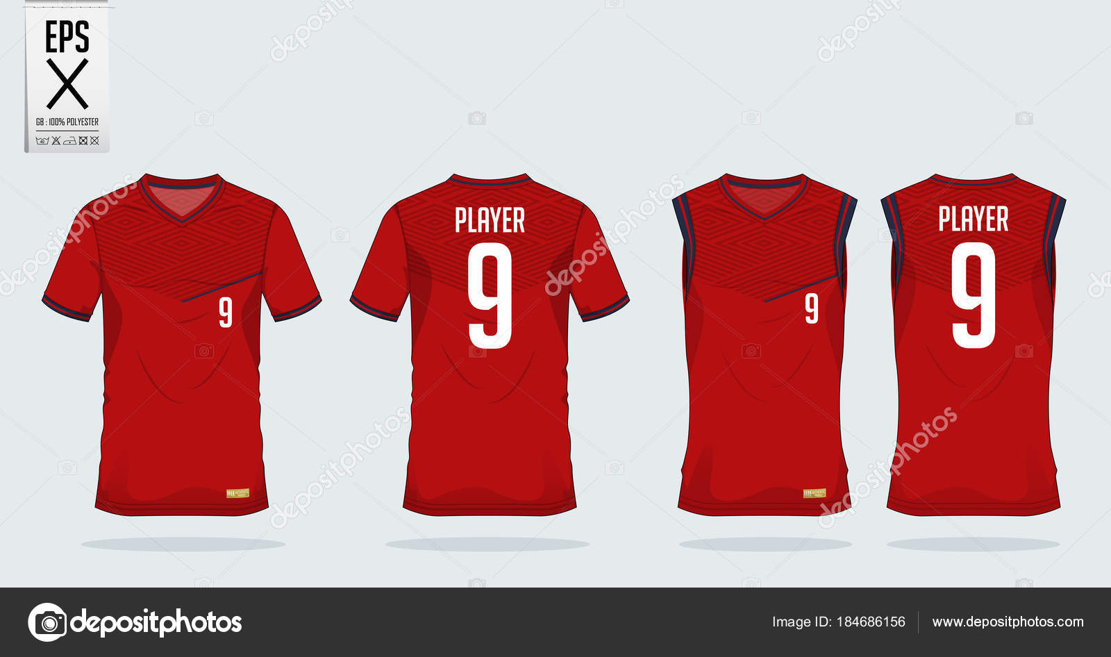 Download Red-black t-shirt sport design template for soccer jersey ...