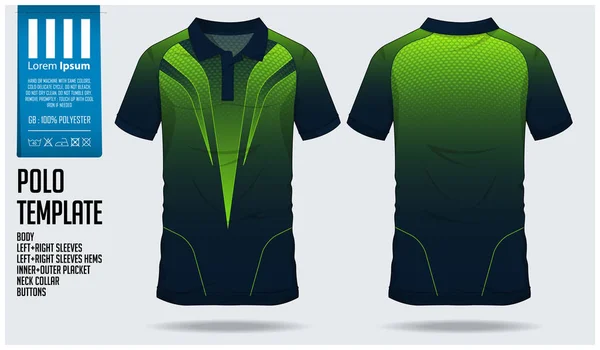 サッカーのジャージ緑ポロ t シャツ スポーツ デザイン テンプレート キットまたはスポーツのサッカー クラブ。スポーツのユニフォームの前を表示および背面図。T シャツは、スポーツ クラブのために模擬します。ベクトル — ストックベクタ