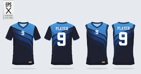 3 Shade of Blue дизайн футболки спортивный шаблон для футбольной майки, футбольный комплект и майка для баскетбольной майки. Спортивная форма спереди и сзади. Футболка макет для спортивного клуба
. 