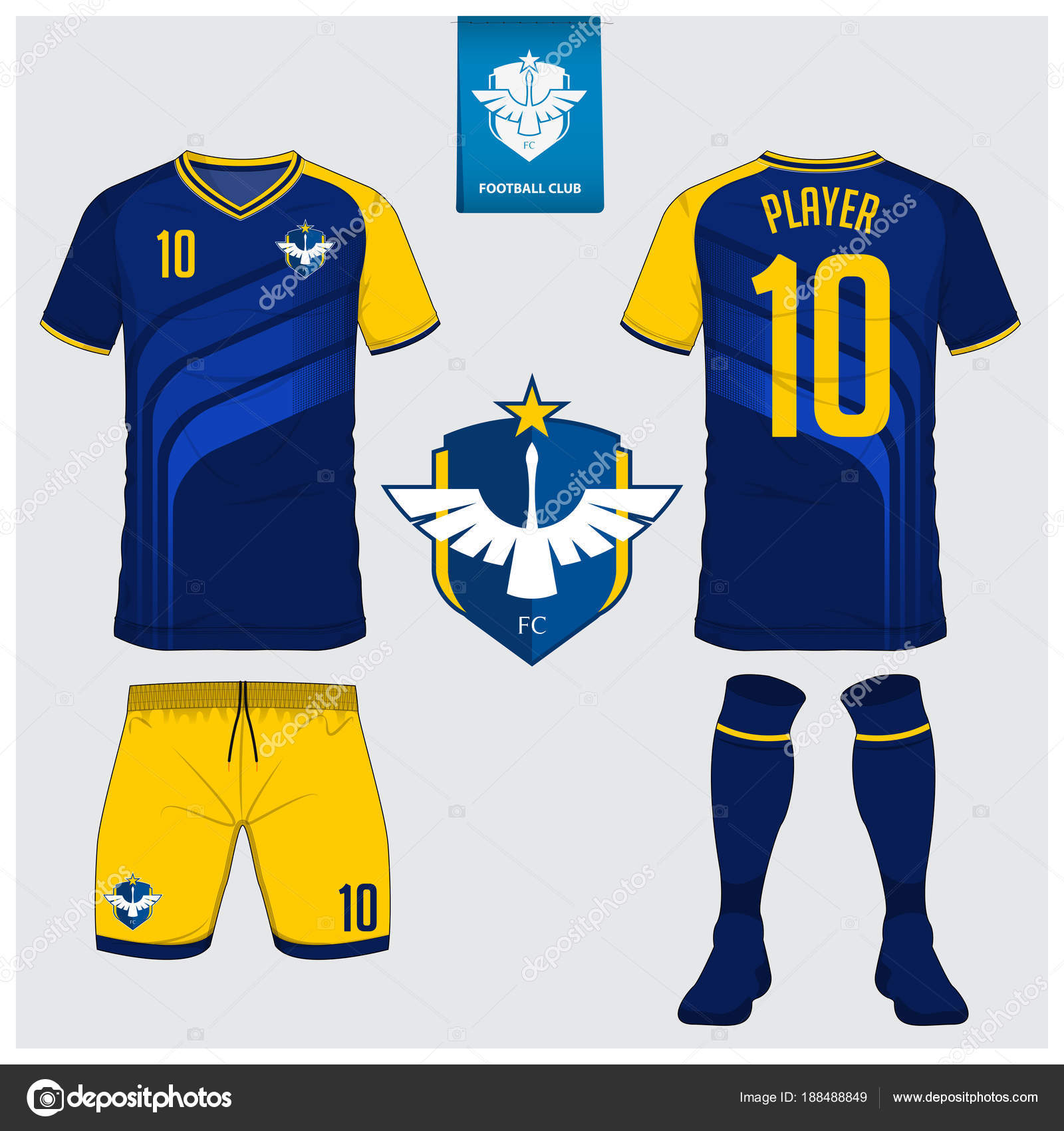 Download Soccer jersey, football kit, t-shirt sport, short, sock template design for sport club. Football ...