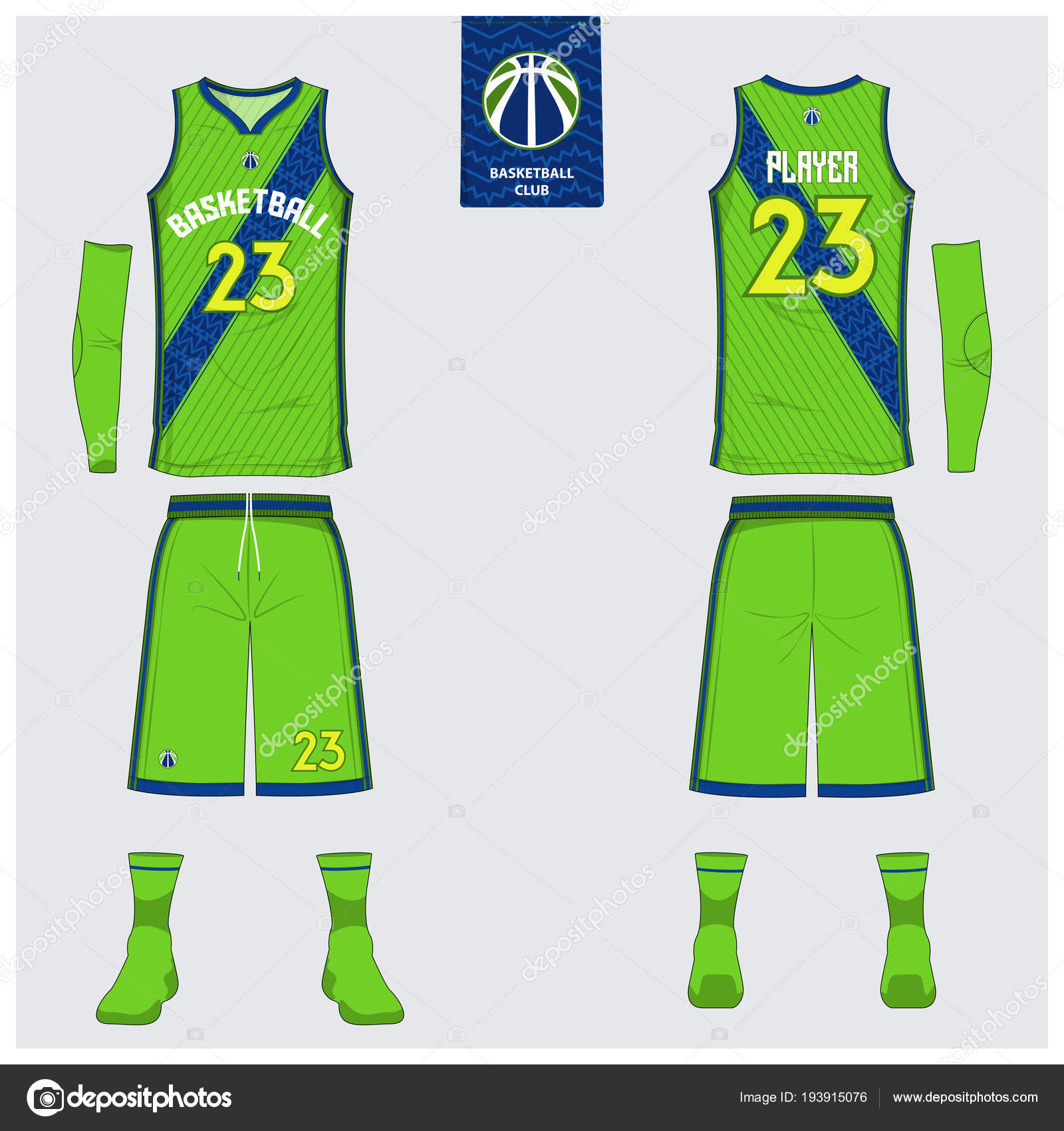 Basketball uniform or sport jersey, shorts, socks template for basketball  club. Front and back view sport t-shirt design. Tank top t-shirt mock up  with basketball flat logo design. Stock Vector by ©tond.ruangwit@gmail.com