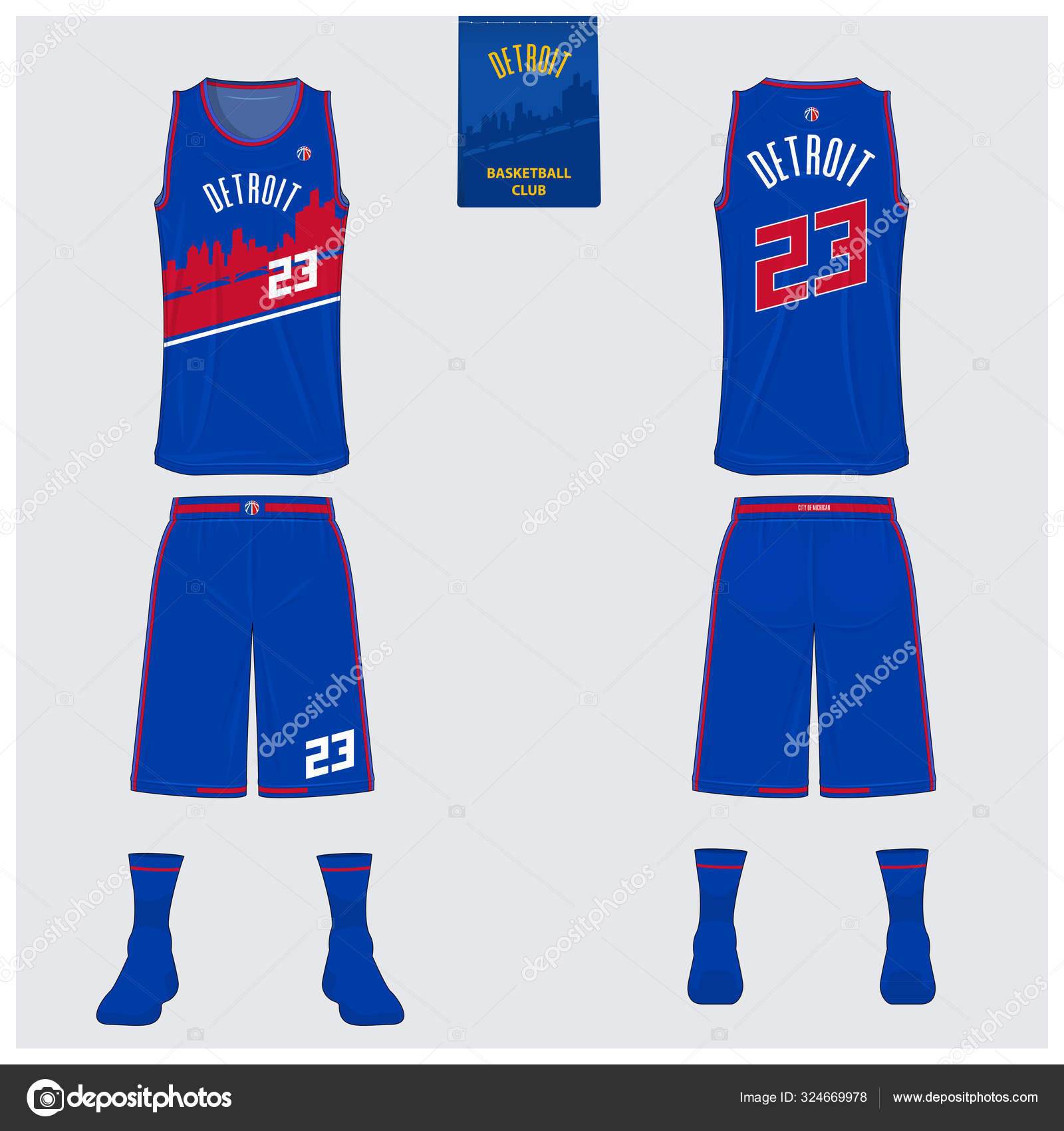 Download Detroit Basketball Uniform Mockup Template Design For Basketball Club Tank Top T Shirt Mockup For Basketball Jersey Front View Back View Basketball Shirt Flat Sport Logo Design Vector Vector Image By C