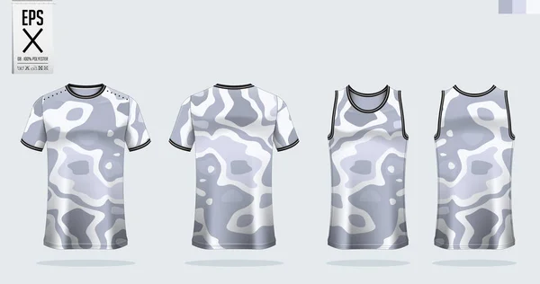 T-shirt sport mockup template ontwerp voor voetbal jersey, voetbal kit. Tanktop voor basketbalshirt en hardloopsinglet. Sportuniform vooraanzicht en achteraanzicht. Vector. — Stockvector