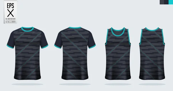 T-shirt sport mockup template design for soccer jersey, football kit. Tank top for basketball jersey and running singlet. Sport uniform in front view and back view. Vector. — 스톡 벡터