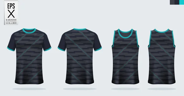 Camiseta deportiva maqueta de diseño de plantilla para camiseta de fútbol, kit de fútbol. Camiseta sin mangas para jersey de baloncesto y running singlet. Uniforme deportivo en vista frontal y vista trasera. Vector . — Archivo Imágenes Vectoriales