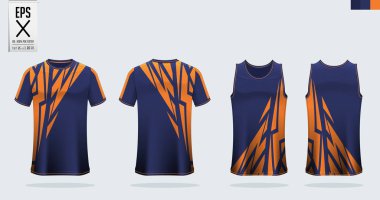 T-shirt sport mockup template design for soccer jersey, football kit. Tank top for basketball jersey and running singlet. Sport uniform in front view and back view.  Vector art . clipart
