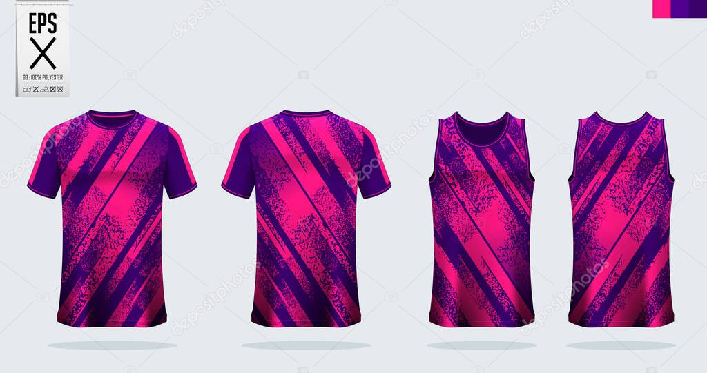 T-shirt sport mockup template design for soccer jersey, football kit. Tank top for basketball jersey and running singlet. Sport uniform in front view and back view.  Shirt Mockup Vector