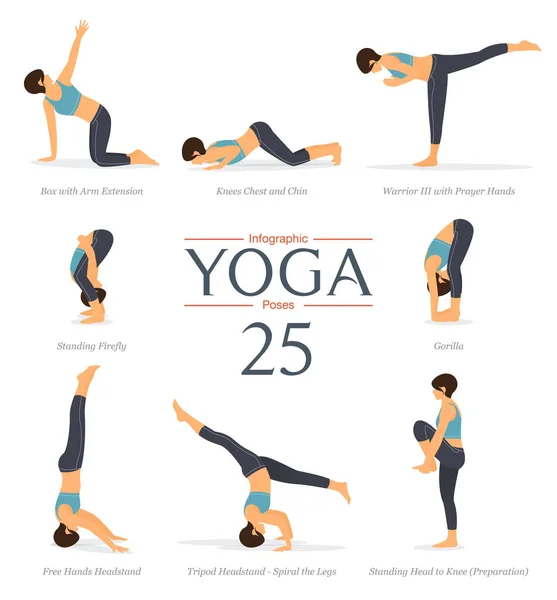 Yoga poses for balancing and standing Royalty Free Vector