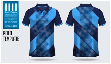 Polo t-shirt mockup şablon tasarım futbol forma, futbol takımı veya spor giyim için. Spor üniforma önünde görüntülemek ve arka görünüm. T-shirt spor kulübü için alay et. Kumaş deseni. Vektör çizim.