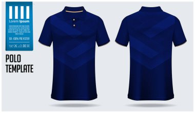 Polo t-shirt mockup şablon tasarım futbol forma, futbol takımı veya spor giyim için. Spor üniforma önünde görüntülemek ve arka görünüm. T-shirt spor kulübü için alay et. Kumaş deseni. Vektör çizim.