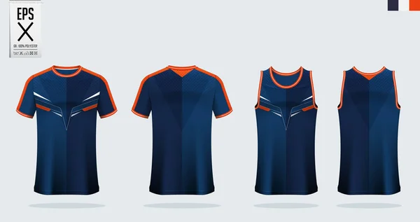 Baju Mockup Baju Olahraga Desain Templat Untuk Sepak Bola Jersey - Stok Vektor