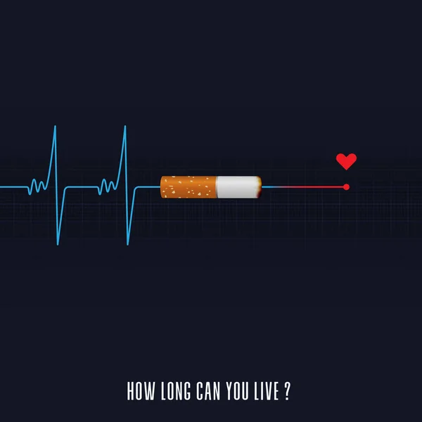 Mayo Día Mundial Sin Tabaco Concepto Diseño Latido Del Corazón — Vector de stock