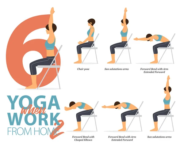 Infografik Von Yoga Posen Für Büro Syndrom Bei Der Arbeit — Stockvektor