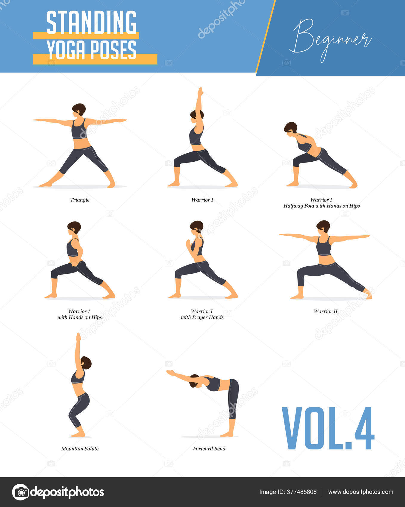 Set Yoga Poses Concept Balancing Standing Poses Flat Design Style Stock  Vector by ©tond.ruangwit@gmail.com 377485808