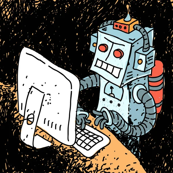 Ilustração de robôs e vetores de computador —  Vetores de Stock