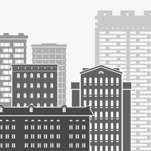 Vector Illustration City and Skyscrapers — Stock Vector