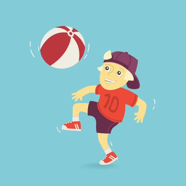 Αγόρι παίζει μπάλα εικονογράφηση διάνυσμα — Διανυσματικό Αρχείο