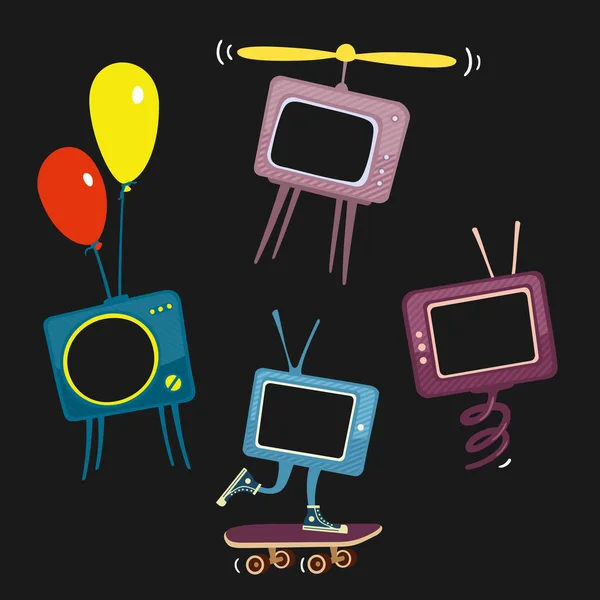 Děti televizi ikony vektorové ilustrace — Stockový vektor