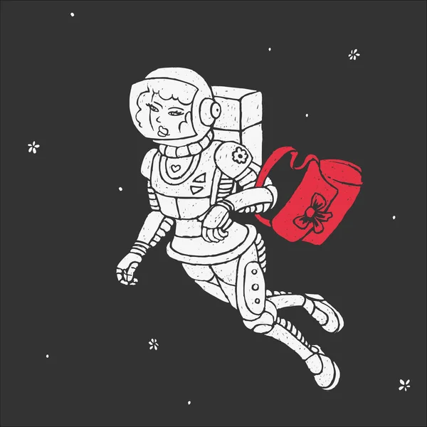 Mädchen im Weltraum Vektor Illustration — Stockvektor