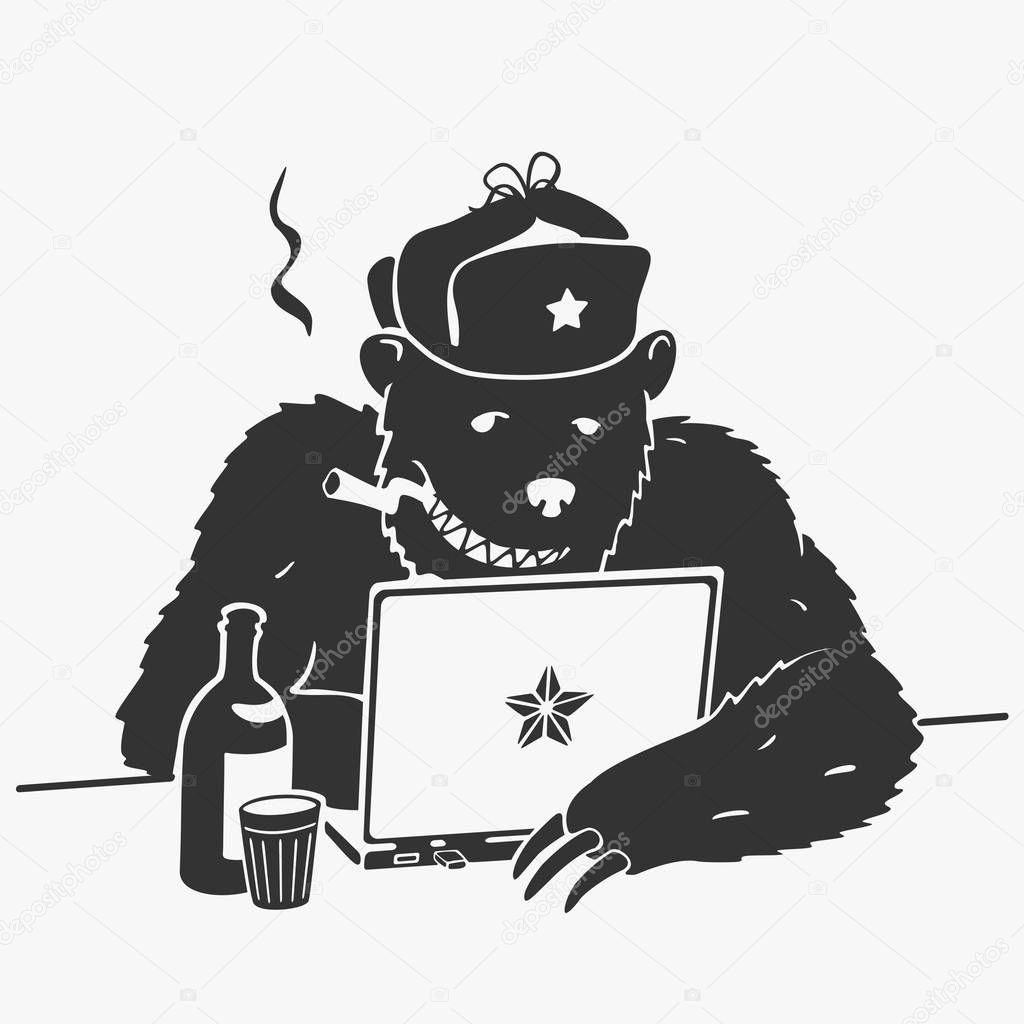 Russian Hacker Vector Character Cartoon