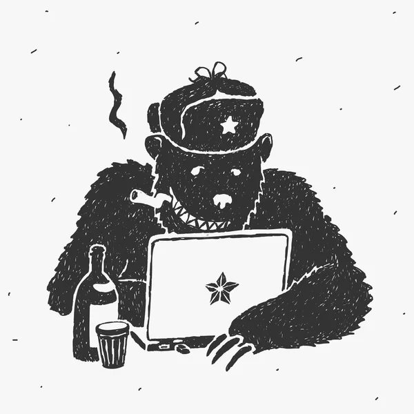 Rus Hacker vektör karakter karikatür — Stok Vektör