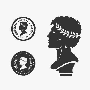 Yunan profil sikke vektör çizim