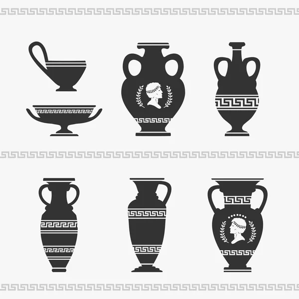 Jarrón griego Set Vector Ilustración — Vector de stock