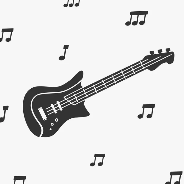 Gitar siluet ve notlar vektör çizim — Stok Vektör