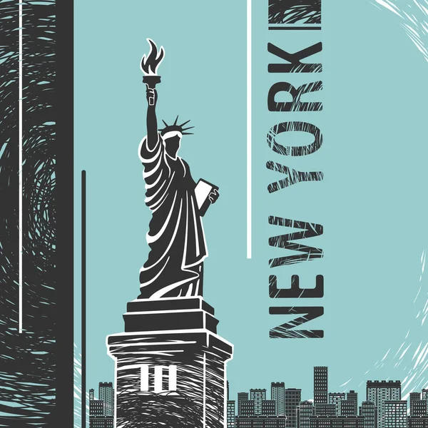 Cartel de la Estatua de la Libertad de Nueva York — Archivo Imágenes Vectoriales